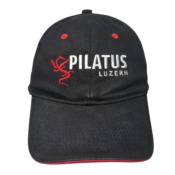 Pilatus Luzern Globus Slideback Baseball Cap Black One Size Adjustable 6 Panel - Picture 1 of 10